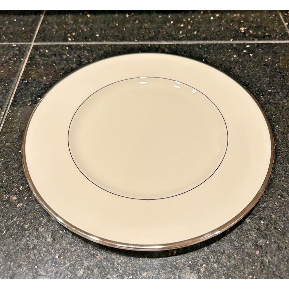 Lenox Montclair B 501 Salad Plate; Ivory with Platinum Trim: 6 available
